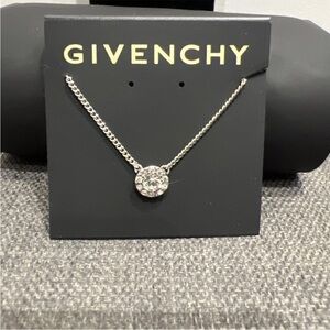 Givenchy Silver Chain Necklace with Crystal Pendant